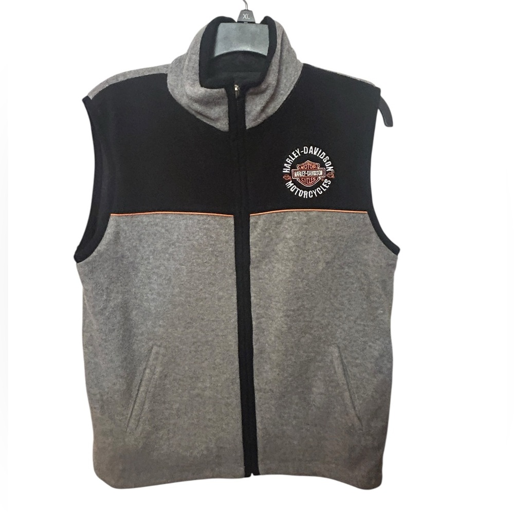NWT Harley-Davidson gray and black fleece vest Teens 14-16
